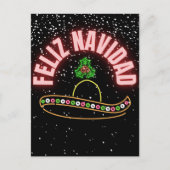 Feliz Navidad Neon Sombrero Holiday Briefkaart (Voorkant)