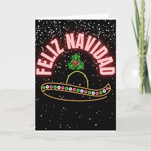 Feliz Navidad Neon Sombrero Holiday Kaart (Voorkant)