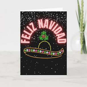 Feliz Navidad Neon Sombrero Holiday Kaart