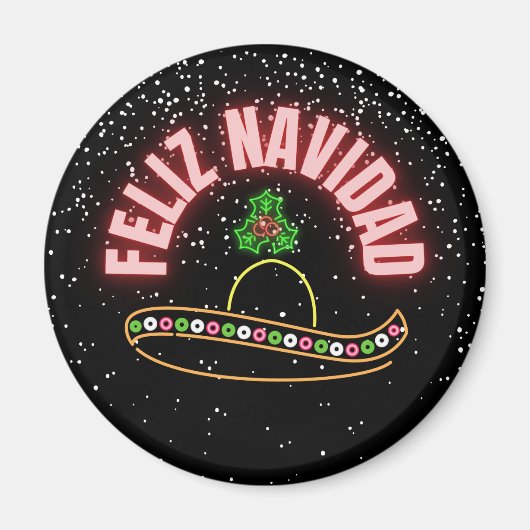 Feliz Navidad Neon Sombrero Holiday Magneet (Voorkant)