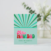 Feliz Navidad - Niet Foto aangepaste aqua Feestdagenkaart (Staand voorkant)