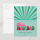 Feliz Navidad - Niet Foto aangepaste aqua Feestdagenkaart (Voorkant / Achterkant)