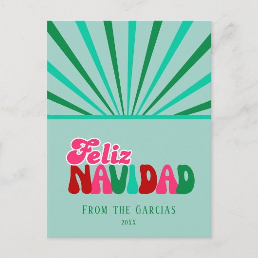 Feliz Navidad - Niet Foto aangepaste aqua Feestdagenkaart (Voorkant)