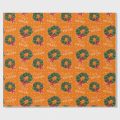 Feliz Navidad Nopal Wreath Wrapping Paper Cadeaupapier (Vlak)