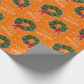 Feliz Navidad Nopal Wreath Wrapping Paper Cadeaupapier (Hoek)