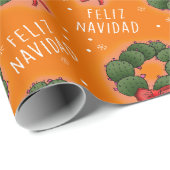Feliz Navidad Nopal Wreath Wrapping Paper Cadeaupapier (Rol Hoek)
