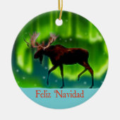 Feliz Navidad - Northern Lights Moose Keramisch Ornament (Voorkant)