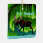 Feliz Navidad - Northern Lights Moose Keramisch Ornament (Rechts)