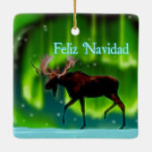 Feliz Navidad - Northern Lights Moose Keramisch Ornament (Achterkant)