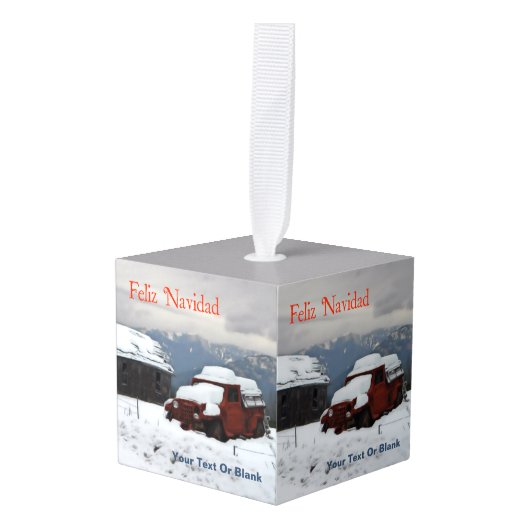 Feliz Navidad - Old Red Truck Decoratie (Voorkant hoekig)