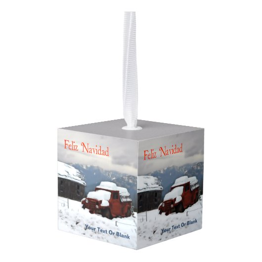 Feliz Navidad - Old Red Truck Decoratie (Achter hoekig)