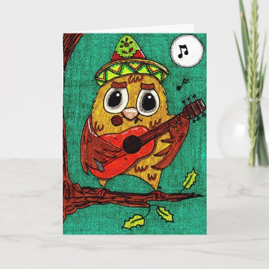 Feliz Navidad Owl Card Feestdagen Kaart (Voorkant)