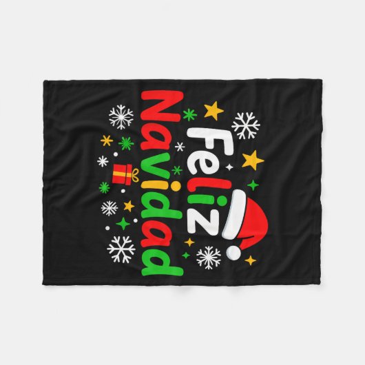 Feliz Navidad Pajamas Shirt, Cute Spanish Mexican Fleece Deken (Voorkant (Horizontaal))