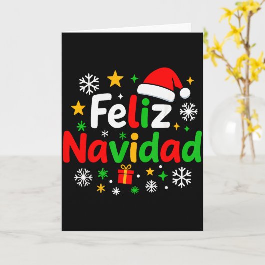 Feliz Navidad Pajamas Shirt, Cute Spanish Mexican  Kaart (Gele Bloem)