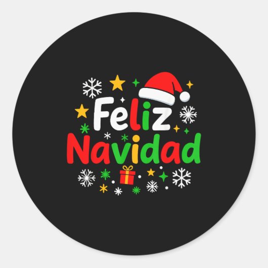 Feliz Navidad Pajamas Shirt, Cute Spanish Mexican  Ronde Sticker (Voorkant)