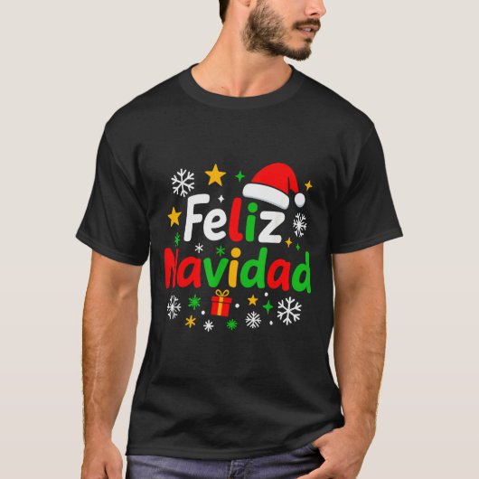 Feliz Navidad Pajamas Shirt, Cute Spanish Mexican T-shirt (Voorkant)