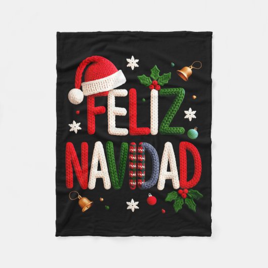 Feliz Navidad Pajamas Spanish Mexican Christmas Bo Fleece Deken (Voorkant)