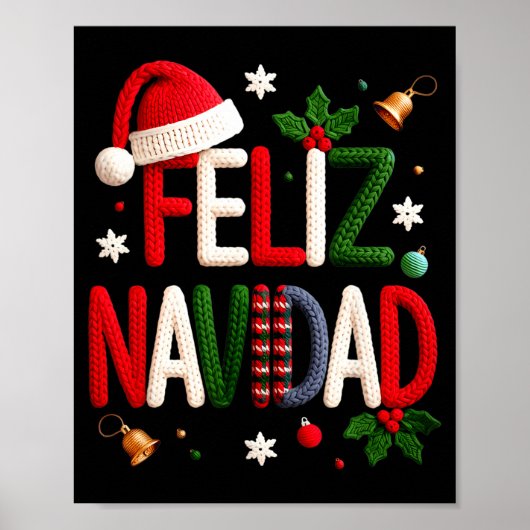 Feliz Navidad Pajamas Spanish Mexican Christmas Bo Poster (Voorkant)