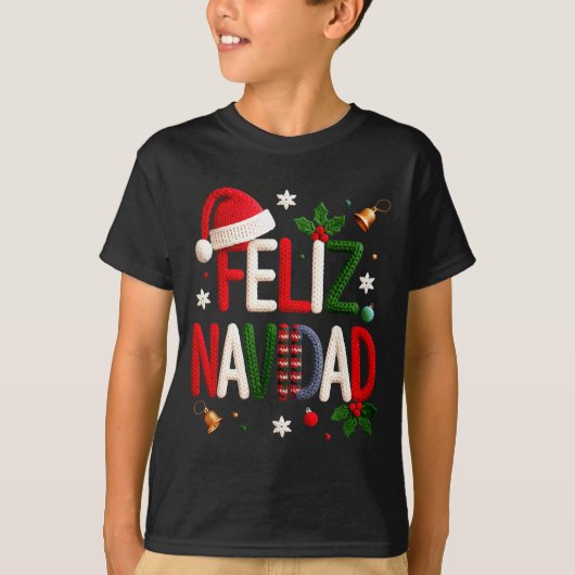 Feliz Navidad Pajamas Spanish Mexican Christmas Bo T-shirt (Voorkant)