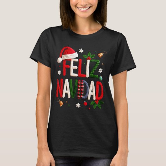 Feliz Navidad Pajamas Spanish Mexican Christmas Bo T-shirt (Voorkant)