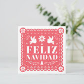 Feliz Navidad Papel Picado Foto Kaart (Staand voorkant)