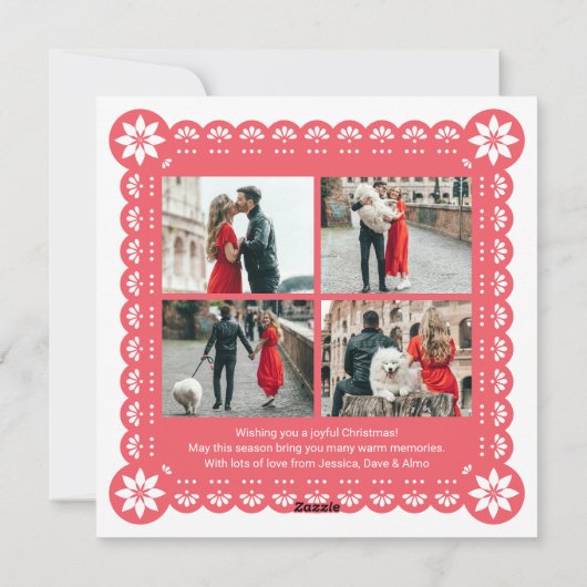 Feliz Navidad Papel Picado Foto Kaart (Achterkant)