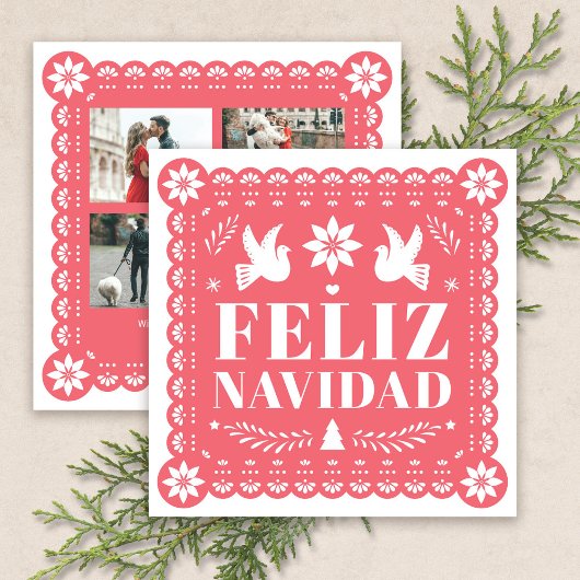 Feliz Navidad Papel Picado Foto Kaart