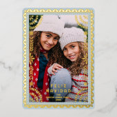 Feliz Navidad Papel Picado Foto Vakantie Gouden Fo Folie Feestdagenkaart (Voorkant)