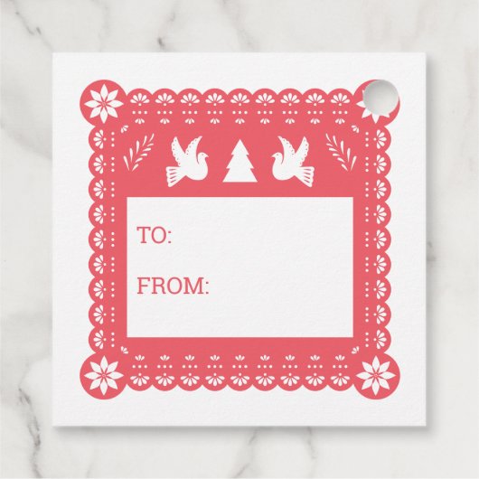 Feliz Navidad Papel Picado Gift Label (Achterkant)