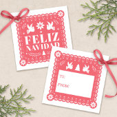 Feliz Navidad Papel Picado Gift Label