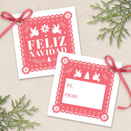 Feliz Navidad Papel Picado Gift Label