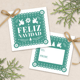 Feliz Navidad Papel Picado Gift Label