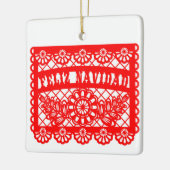 Feliz Navidad Papel Picado Keramisch Ornament (Links)