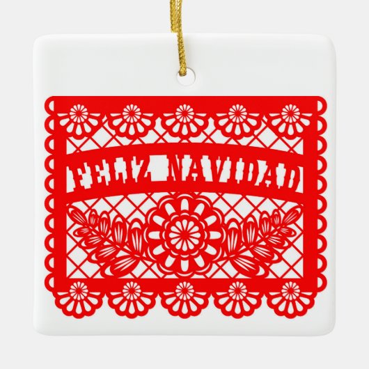 Feliz Navidad Papel Picado Keramisch Ornament (Voorkant)