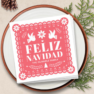 Feliz Navidad Papel Picado Kerstmis Servet
