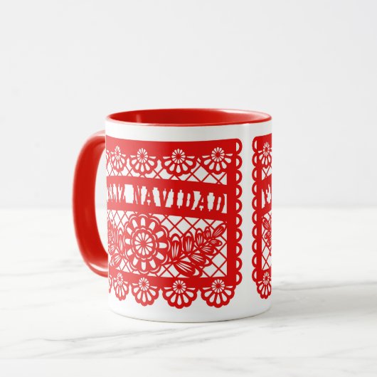 Feliz Navidad Papel Picado Mok (Voorkant links)