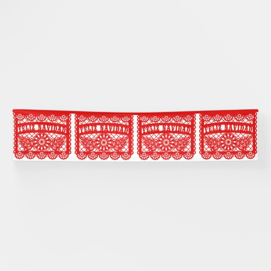 Feliz Navidad Papel Picado Spandoek (Horizontaal)