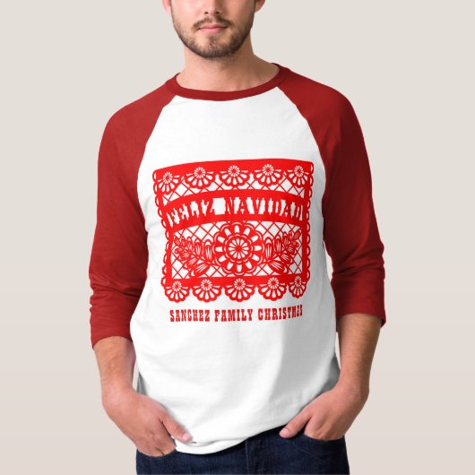 Feliz Navidad Papel Picado T-shirt (Voorkant)
