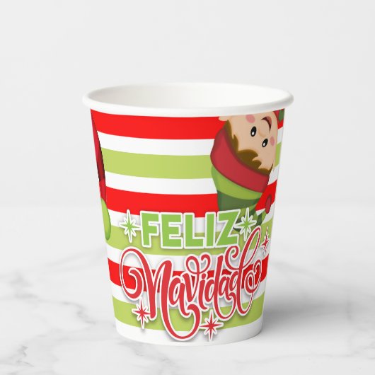 "Feliz Navidad" Papieren Bekers (Achterkant)