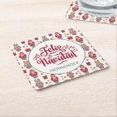 Feliz Navidad Persoonlijk Kartonnen Onderzetters (Schuin)