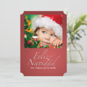 Feliz Navidad Photo Holiday Card Feestdagenkaart (Staand voorkant)
