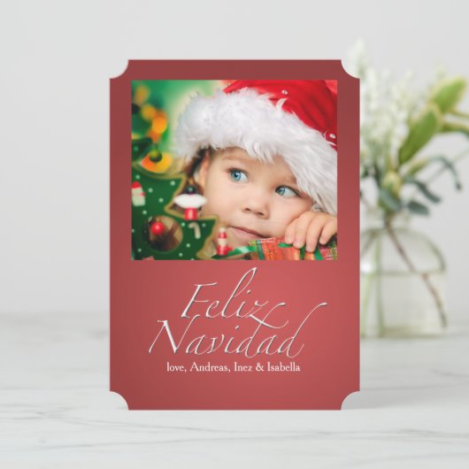 Feliz Navidad Photo Holiday Card Feestdagenkaart (Staand voorkant)