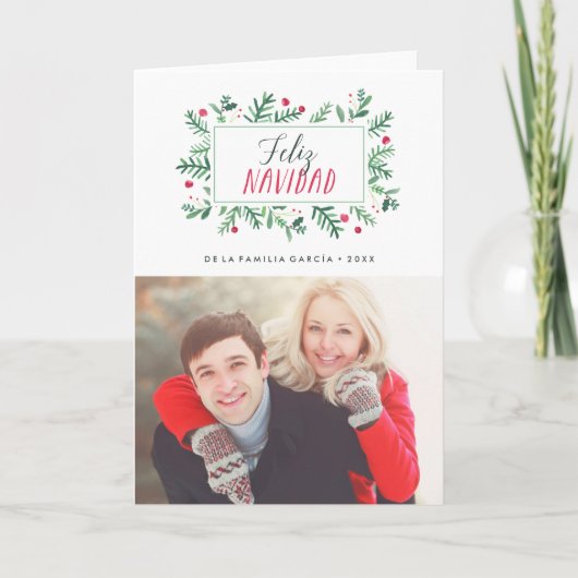 Feliz Navidad Pintado Follaje | Tarjeta de Navidad Feestdagen Kaart (Voorkant)