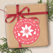 Feliz Navidad Poinsettia Kerst sticker