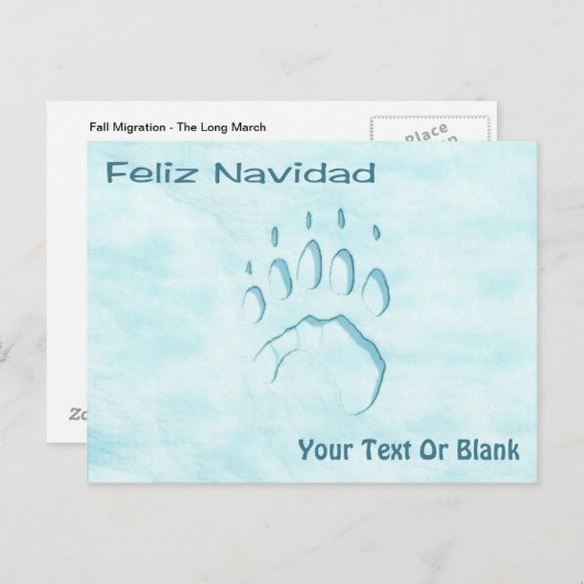 Feliz Navidad - Polar Beer Paw Print Briefkaart (Voorkant / Achterkant)