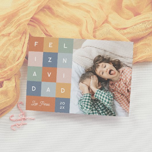 Feliz Navidad | Postal Colorida y Moderna Con Foto Feestdagenkaart