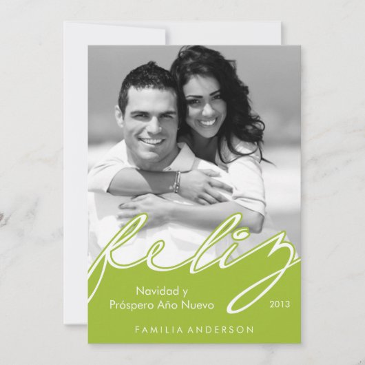 Feliz Navidad Prettige feestdagen {groen} Feestdagenkaart (Voorkant)