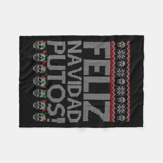 Feliz Navidad Putos Chingon Ugly Xmas Sweater Chri Fleece Deken (Voorkant (Horizontaal))