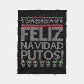 Feliz Navidad Putos Chingon Ugly Xmas Sweater Chri Fleece Deken (Voorkant)