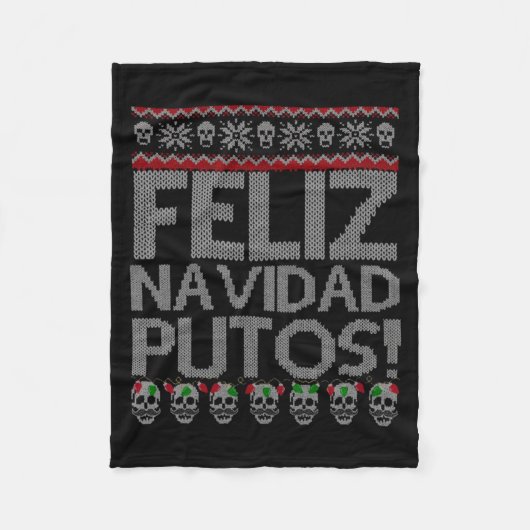 Feliz Navidad Putos Chingon Ugly Xmas Sweater Chri Fleece Deken (Voorkant)